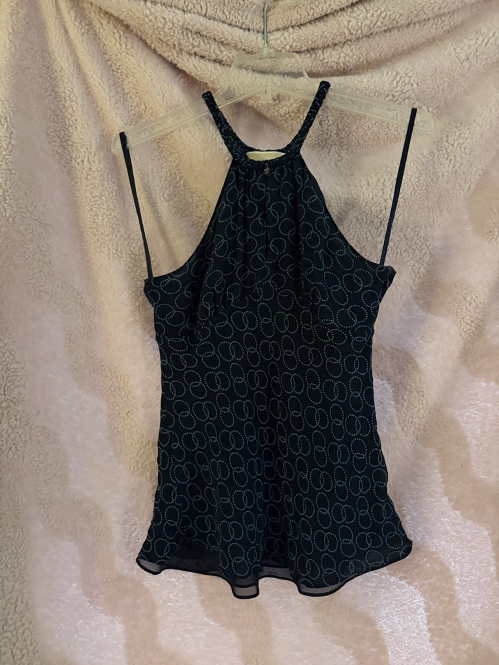 Michael Kors Black Camisole with White Loop Print